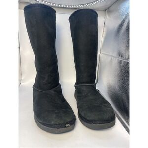UGG Australia Black Classic Tall Suede Leather Sheepskin Boots 5815 Ladies Sz W7